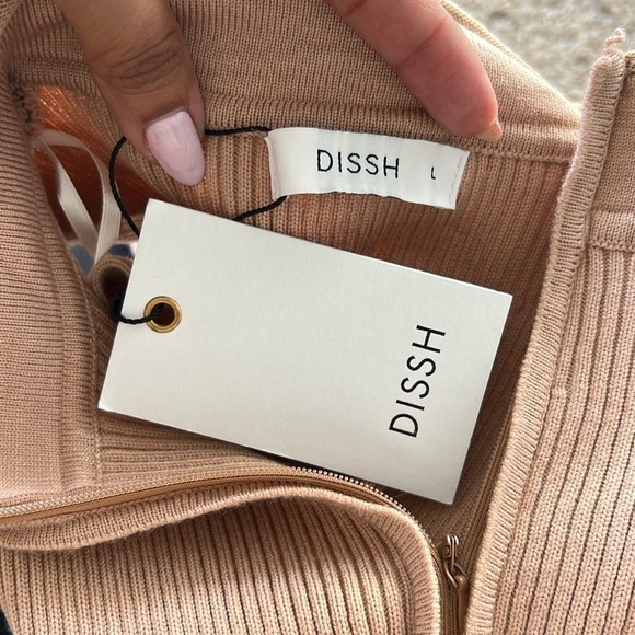 NWT DISSH Aymie Latte Zip Knit Mini Dress - Picture 6 of 7